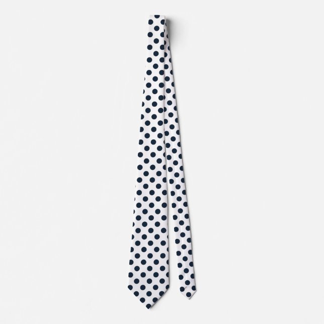 Dark navy blue polka dots tie (Front)