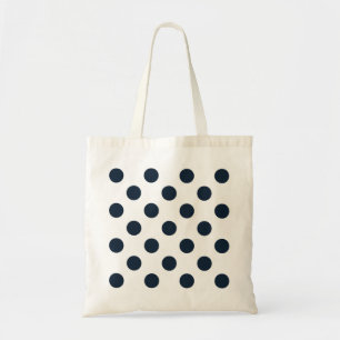 Dark navy blue polka dots tote bag