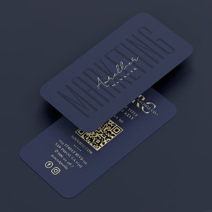 Dark Navy Blue Professional Marketing Monogram Business Card