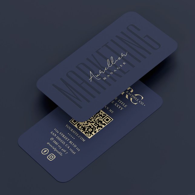 Dark Navy Blue Professional Marketing Monogram Business Card (Dark Navy Blue Professional Marketing Monogram Business Card
)