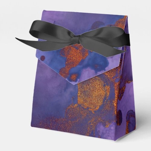 Dark Navy Blue Purple and Copper Ink Splash Favor Boxes