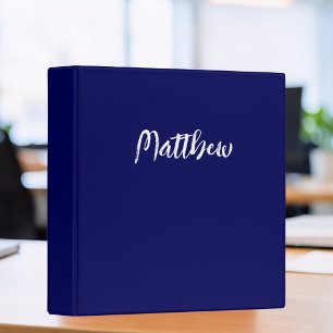 dark navy blue solid color -personalized  3 ring binder