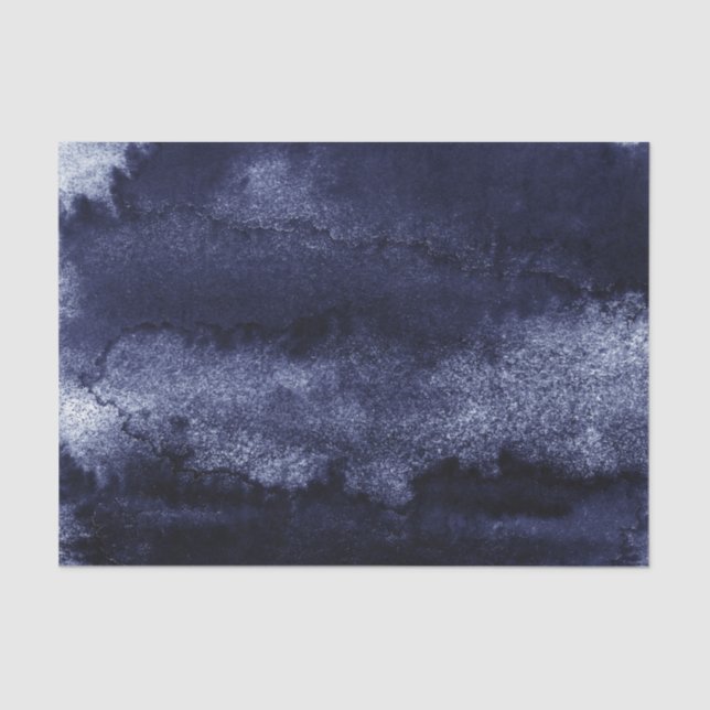 Dark Navy Blue Water Color Tissue Paper (Front)