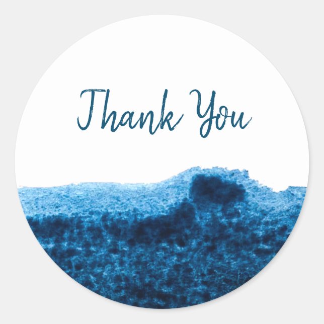 Dark navy blue watercolor minimal classic round sticker (Front)