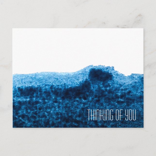 Dark navy blue watercolor minimal postcard (Front)