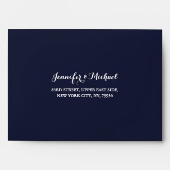 Dark Navy Blue Wedding Party Rsvp Return Address Envelope by iCoolCreate at Zazzle