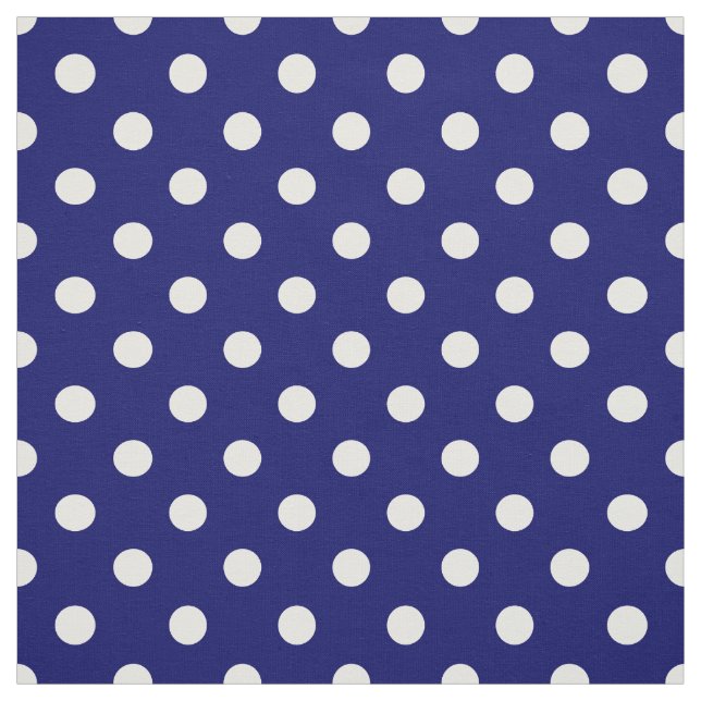 Dark Navy-blue White Polka Dots Textile Fabric (Swatch)