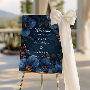 Dark Navy Botanical Romance Foam Board