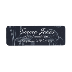 Dark Navy Chalk Mushroom Label