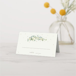Dark Navy/Cream Snowberry+Eucalyptus Wedding Place Card