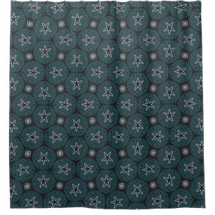 Dark Navy Denim Seaside Sand Dollar Boy's Room Shower Curtain