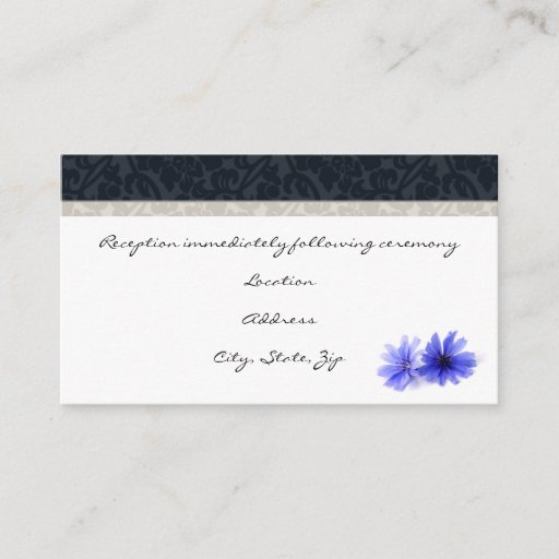 Customizable Dark Navy Floral Damask Reception Cards Business Card Template