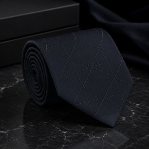 Dark Navy Funeral Geometric Neck Tie