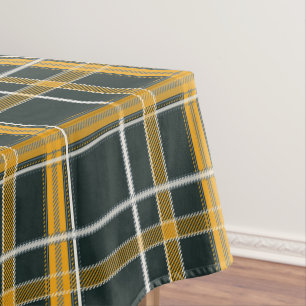 Dark Navy Gold Plaid Aesthetic Tablecloth