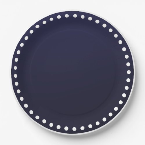 Dark Navy Gradient with White Dotted Edge Paper Plates