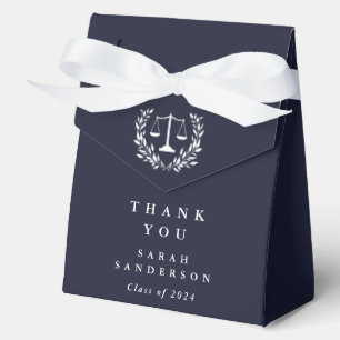 Dark Navy Law Scales+Laurel Wreath Graduation Favor Boxes