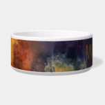 Dark Navy Mystic Autumn Bowl<br><div class="desc">Dark navy blue ground for a painted texture of atmospheric spheres for mystical feeling in Autumn's colors. Personalize name text.</div>