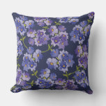 Dark Navy &amp; Purple Floral Pattern Throw Pillow at Zazzle