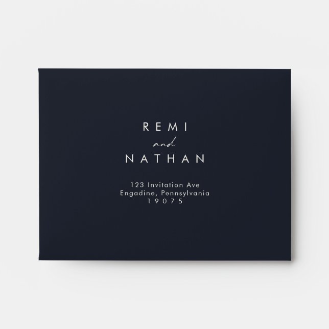Dark Navy Self Addressed RSVP Envelope (Front)
