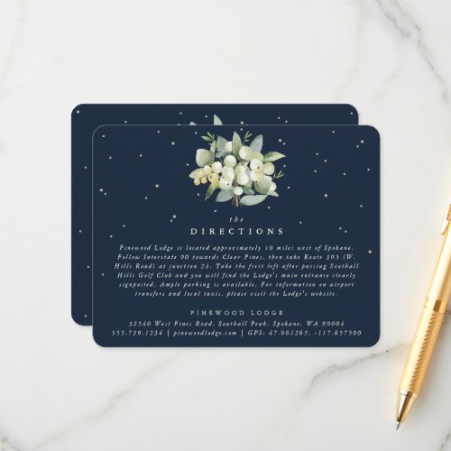 Dark Navy SnowberryEucalyptus Bouquet Directions Enclosure Card