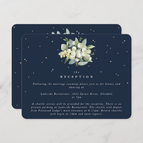 Dark Navy SnowberryEucalyptus Bouquet Reception Enclosure Card