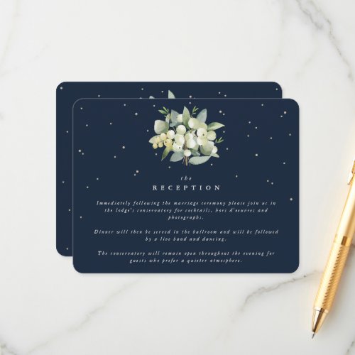 Dark Navy SnowberryEucalyptus Bouquet Reception Enclosure Card