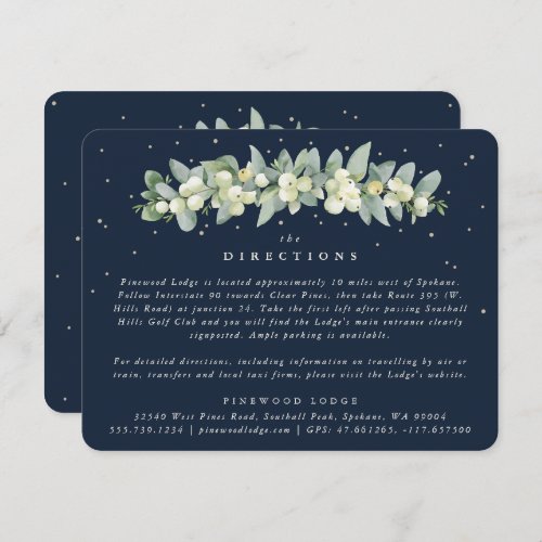 Dark Navy SnowberryEucalyptus Garland Directions Enclosure Card