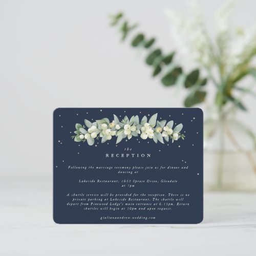 Dark Navy SnowberryEucalyptus Garland Reception Enclosure Card