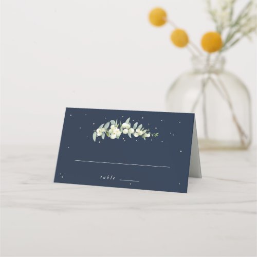 Dark Navy SnowberryEucalyptus Wedding Place Card