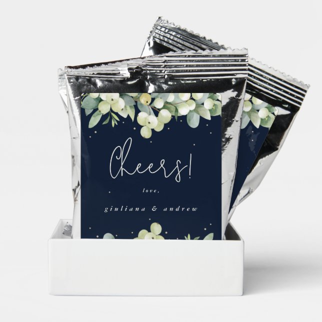 Dark Navy Snowberry+Eucalyptus Winter Wedding Coffee Drink Mix (Pair)