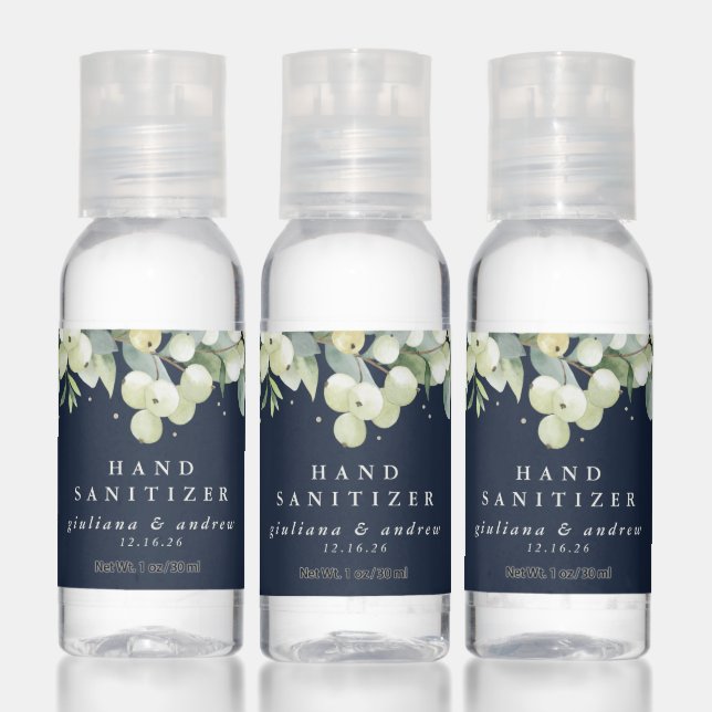 Dark Navy Snowberry+Eucalyptus Winter Wedding Hand Sanitizer (Set)