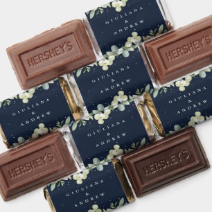 Dark Navy Snowberry+Eucalyptus Winter Wedding Hershey's Miniatures