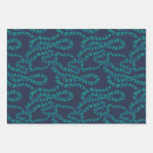 Dark Navy & Turquoise Green Snake Wrapping Paper Sheets