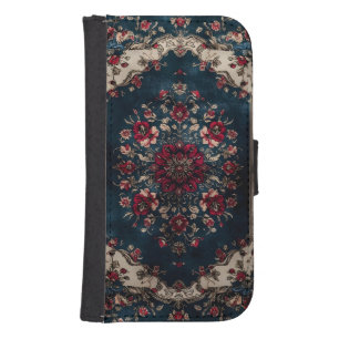 Dark Navy Vintage Floral Samsung Galaxy Wallet