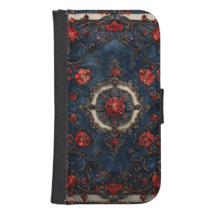 Dark Navy Vintage Floral Samsung Galaxy Wallet