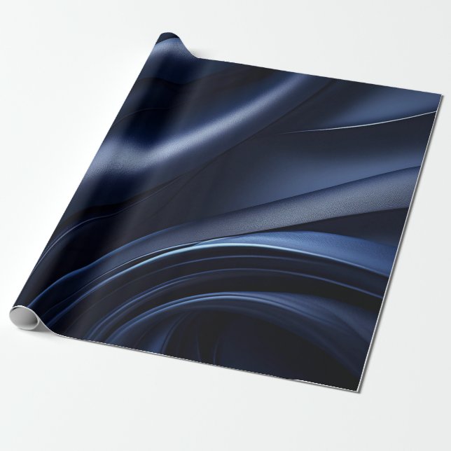 Dark Navy Wavy Pattern Wrapping Papper Wrapping Paper (Unrolled)