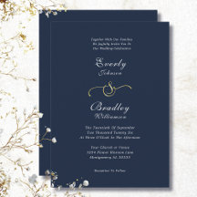 Dark Navy White Gold Minimal Elegant Wedding
