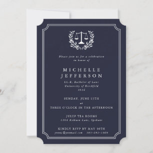 Dark Navy/White Law School Graduation Announcement