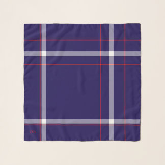 Dark Navy, White, & Red Square Coat Chiffon Scarf