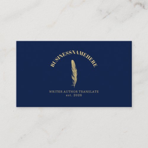 Dark Navy Writer Mobile Notary Gold QR Code Business Card