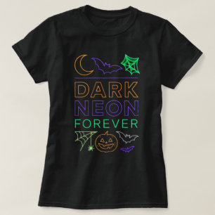 Dark Neon Forever Halloween Pumpkin Bats. T-Shirt