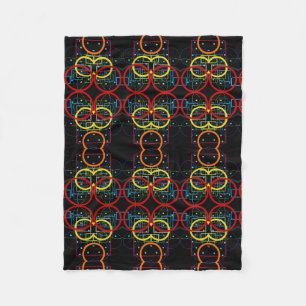 Dark Neon Geometric Floral Fleece Blanket