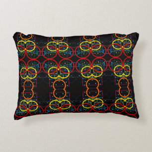 Dark Neon Geometric Floral Fleece Blanket Accent Pillow