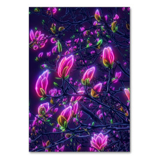 Dark Neon Magnolia Acrylic Sign – Botanical Glowin Table Number