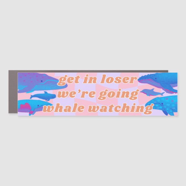 Dark Neon Whale Watching Dolphin Bumper Magnet (Front)