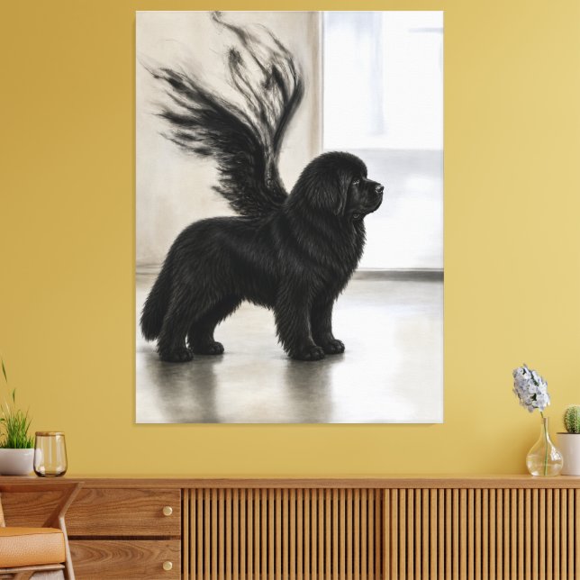 Dark Newfoundland Memorial Angel Canvas Print (Insitu(LivingRoom))