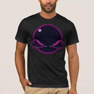 Dark Night Aesthetic Pink Clouds Moon Design T-Shirt