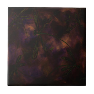 Dark Night Dragonfly Fire Ceramic Tile