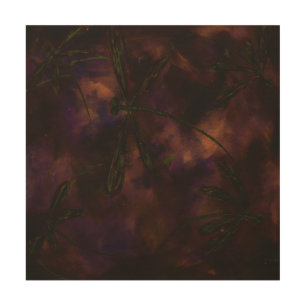 Dark Night Dragonfly Fire Wood Wall Art