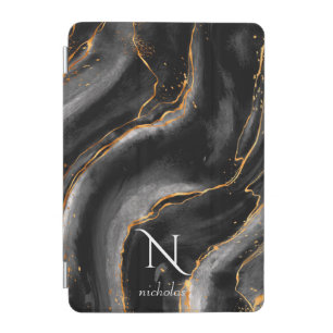 Dark Night Gold Glitter Marble Customizable iPad Mini Cover